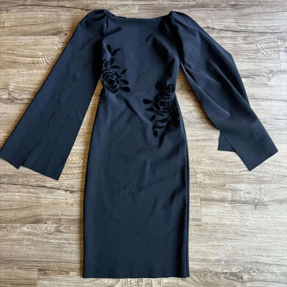 Chiara Boni La Petite Robe Romane Floral Knee-Length Cape Dress size 4 - Picture 4 of 12